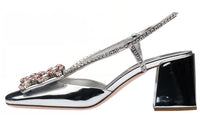 MIU MIU Chunky Heel High Heels Women's Silver