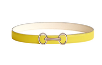 HERMES Leather Belts Men Lime/Cream White