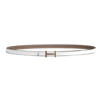HERMES Leather Leather Belts Unisex White/Gray Brown Width: 1.3cm