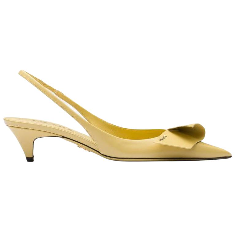 PRADA 45mm Bow-appliqué Slingback Pumps