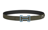 HERMES Leather Belts Men Black/Green