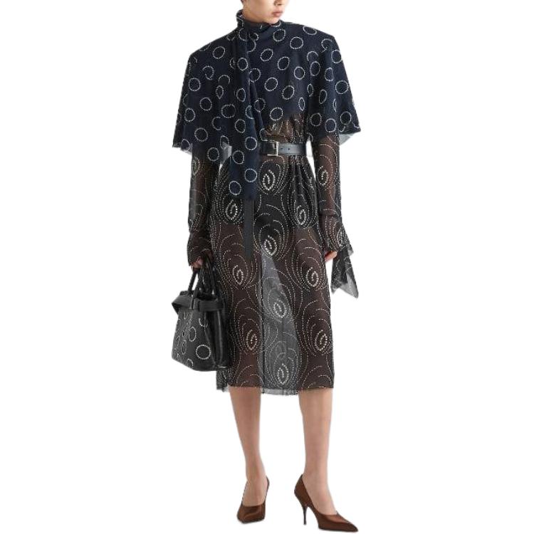 PRADA All Over Geometric Printed Midi Dress