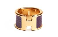 HERMES Calfskin Metal Gold-Plated Rings Women's Gold