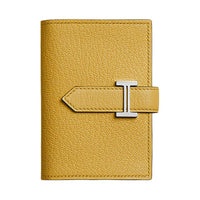 HERMES Bearn Goatskin Wallet Mini Women's Sun Yellow