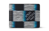 LOUIS VUITTON Slender Leather Wallet Men's Dark Blue & White