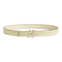 HERMES Calfskin Leather Belts Women's Beige Width 2.4CM