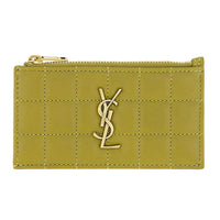 SAINT LAURENT Lambskin Card Holder Women's Green Olive