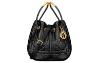 DIOR Lambskin Shoulder Bag Crossbody Bag Medium Size Women's Black