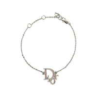 DIOR Brass Rhinestone Bracelets Unisex Silver