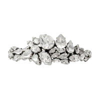 SAINT LAURENT Faux Crystal Glass Brass Bracelets Women's Silver