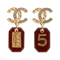 CHANEL 2023 Cc Rhinestone-embellished Drop Earrings