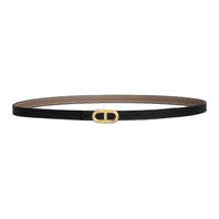 HERMES Calfskin Leather Belts Women's Black/Taupe Width 1.3CM