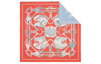 HERMES Silk Scarf Unisex Red/Blue