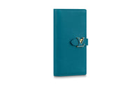 LOUIS VUITTON Grained Bullhide Wallet Women's Lake Blue/pink