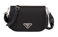 PRADA Nylon Fabric Leather Shoulder Bag Women's Black