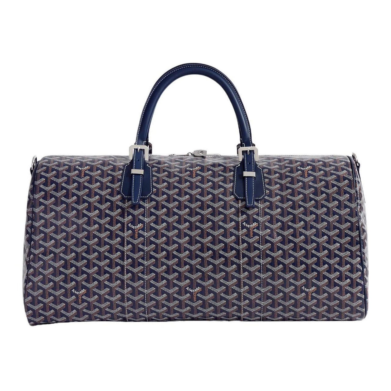 GOYARD Canvas With Calfskin Dog's Teeth One Shoulder Crossbody Handbag, Travel Bag Unisex Marine Blue
