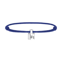 LOUIS VUITTON SiLOUIS VUITTONer Lockit Bracelet Sterling SiLOUIS VUITTONer Black Laquered And Blue Polyester Cord