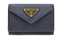 PRADA Cow Leather Wallet Men's Dark Blue