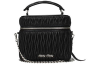 MIU MIU Leather Shoulder Bag Crossbody Bag Handbag Women's Black