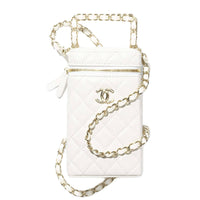 CHANEL Lambskin Handbag Shoulder Bag Crossbody Bag Women's White