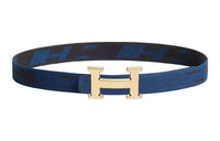 HERMES Belt Men's Black/Indigo Width: 3.2cm