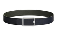 HERMES Trendy Elegant Silver Buckle Togo Calfskin Double-Sided Leather Belt Men's Blue Width: 3.8cm
