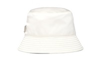PRADA Enamel Metal Recycled Nylon Cotton Bucket Hats Men's White