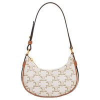 CELINE Cow Leather Underarm Handbag, Shoulder Bag Mini Women's White