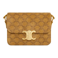 CELINE Suede Calfskin Crossbody Bag Shoulder Bag Women's Gold