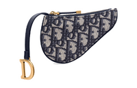 DIOR SaddleOBLIQUE Sheepskin Saddle Bag Wallet Women's Blue