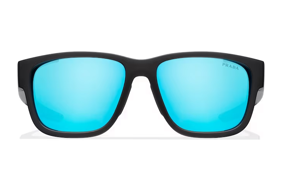 PRADA Acetate Irregular Shape Sunglasses Men's Black