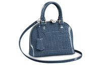 LOUIS VUITTON Alma Crocodile Leather One Shoulder Handbags Women's Sea Blue