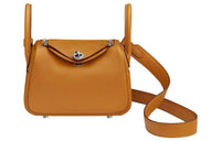 HERMES Lindy Swift Leather Handbag Shoulder Bag Crossbody Bag Mini Women's Sesame-Colored