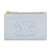 CELINE Shiny Cow Leather Card Holder Regular Women's Blue