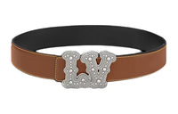 LOUIS VUITTON 24 Spring Letter Logo Leather Belts Men's Brown/Black Width: 4CM
