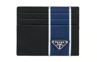 PRADA Saffiano Leather Card Holder Men's Black/Blue