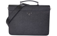 PRADA Cow Leather Briefcase, Shoulder Bag, Crossbody Bag, Handbag Men's Black