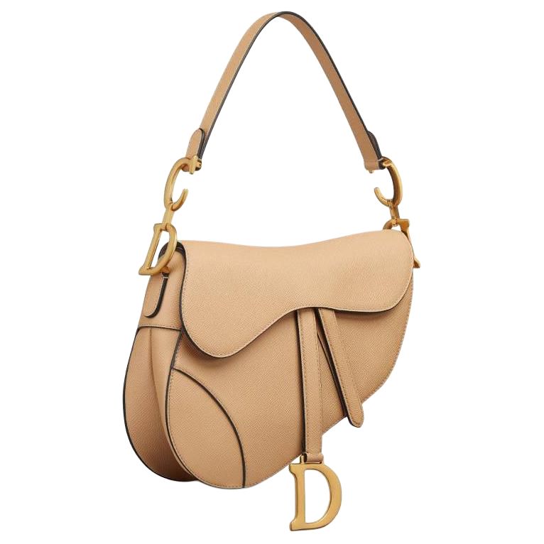 DIOR Saddle Calfskin Saddle Bag Portable Crossbody Bag Shoulder Bag Women's Beige
