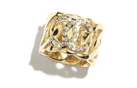 CHANEL Metal Rhinestone Crystal Rings Women's Gold