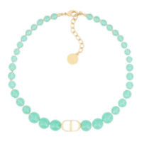 DIOR Resin Bead Necklaces Women's Aquamarine Gold