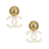 CHANEL Earrings Women's White/Gold