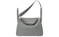 HERMES Lindy Taurillon Clemence Leather Handbag Shoulder Bag Women's 4Z Gris Mouette Gull Gray