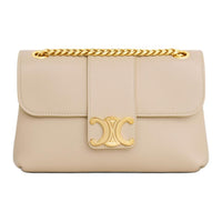 CELINE Cow Leather Portable Crossbody Bag Shoulder Bag Women's Natural