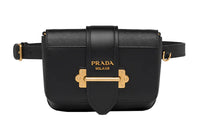 PRADA Calfskin Fanny Pack Women's Black
