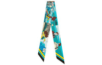 HERMES Silk Scarves Women's Teal Blue