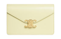 CELINE Cow Leather Shoulder Bag Crossbody Bag Wallets Mini Women's Light Yellow