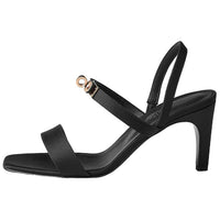 HERMES Glamour One-Strap Sandals 7.5cm Women's Black