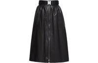 PRADA Leather Long Skirts Women's Black
