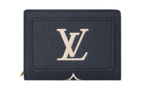 LOUIS VUITTON Leather Wallet Women's Dark Blue