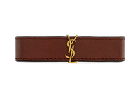 SAINT LAURENT Logo plaque Leather Bracelet